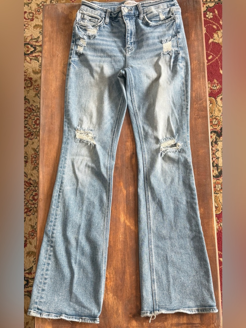 Flying Monkey Light Blue Distressed Flare Jeans
